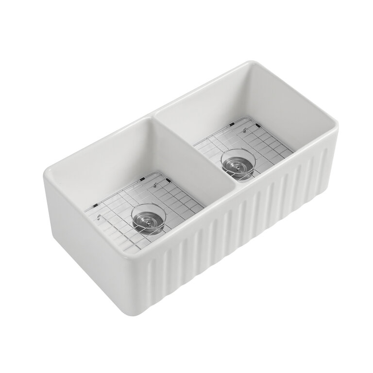 White Double Apron Kitchen Sink Vivia Series 33''x18''