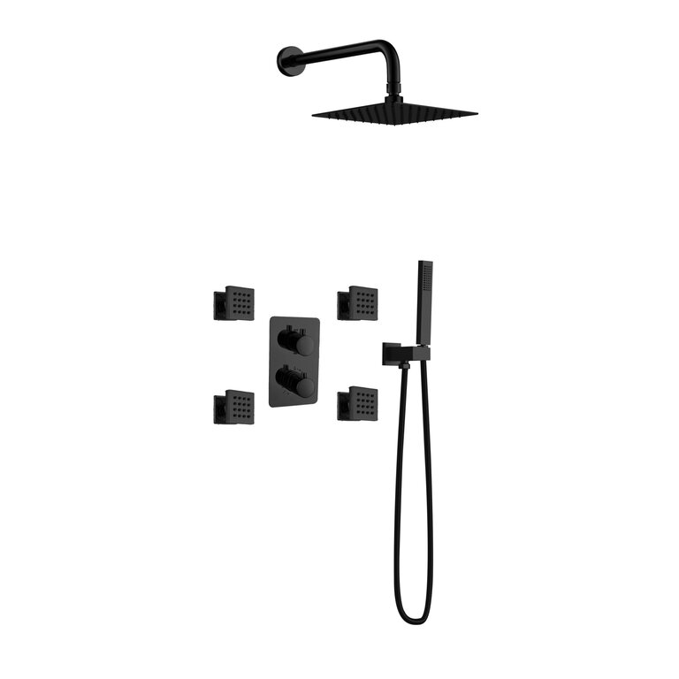 Thermostatic shower faucet set with body jets