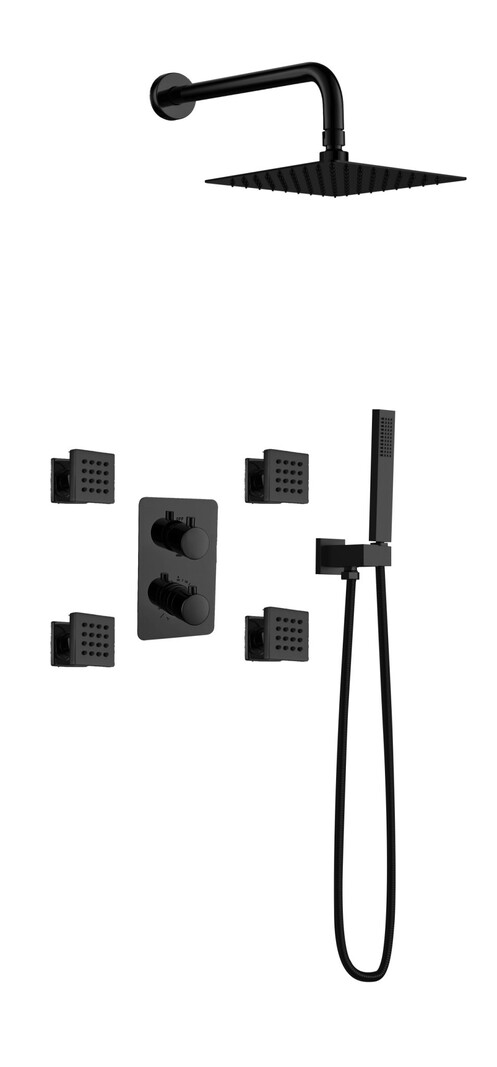 Thermostatic shower faucet set with body jets