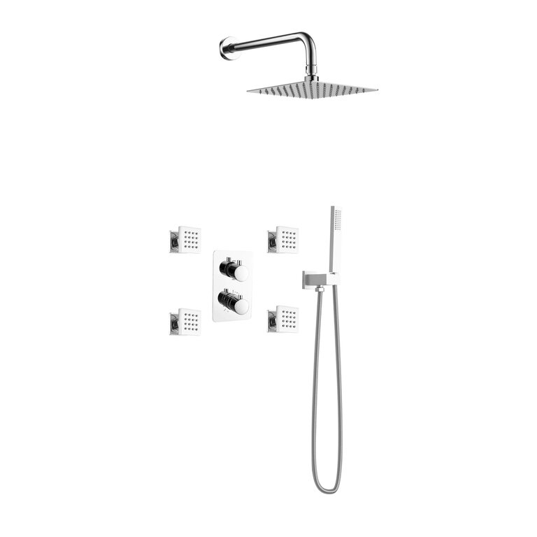 Thermostatic shower faucet set with body jets