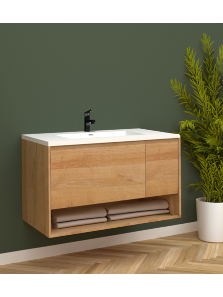 Wall vanity Florence Collection Golden Oak 36'' Single