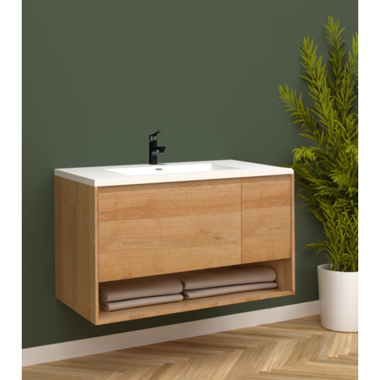 Vanité murale Collection Florence Chêne Doré 36'' Simple