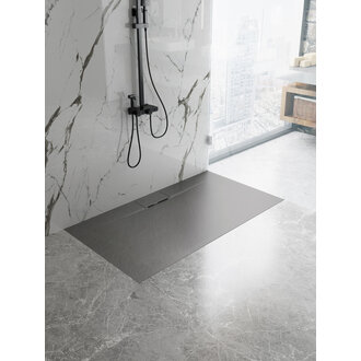 Luhö Base de douche installation universelle série Ardesia Noir 36x60 drain latéral