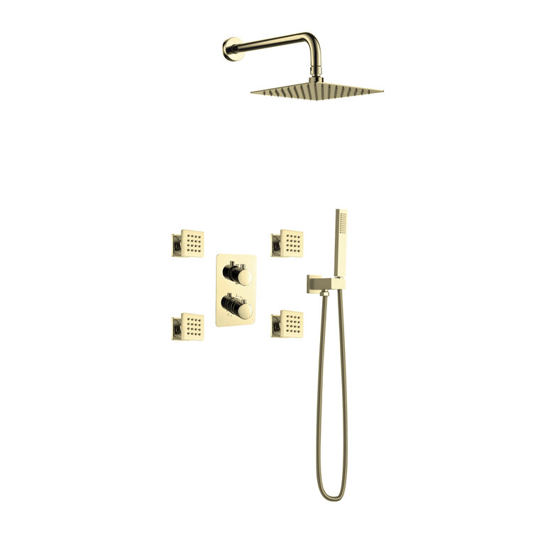Thermostatic shower faucet set with body jets