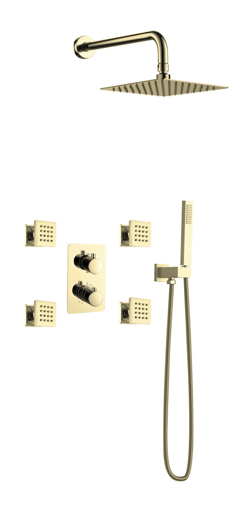 Thermostatic shower faucet set with body jets