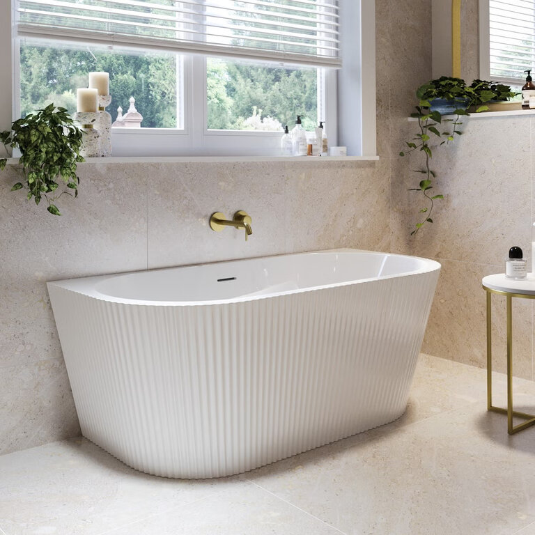 Alma 59'' V-Grooved Wall-Mounted Freestanding Bath