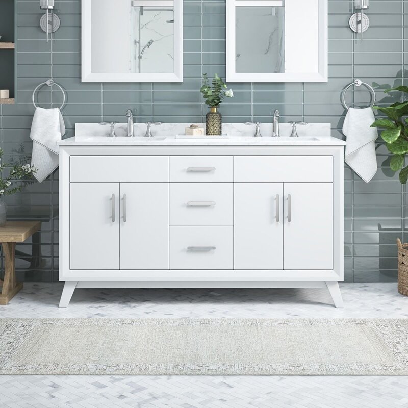 60'' double freestanding vanity Dunn White Series