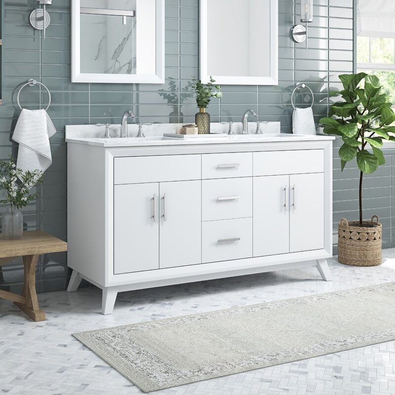 60'' double freestanding vanity Dunn White Series