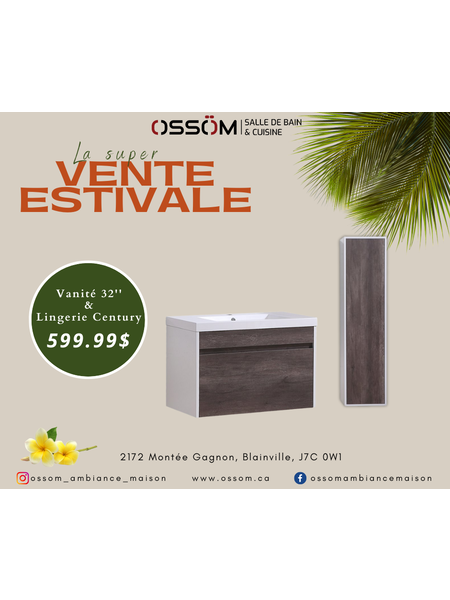 Vente Estivale - Duo Vanité 32'' Chêne Century + Lingerie