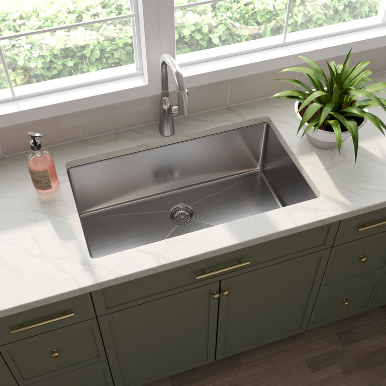 Single stainless steel kitchen sink 32''x18'' MS