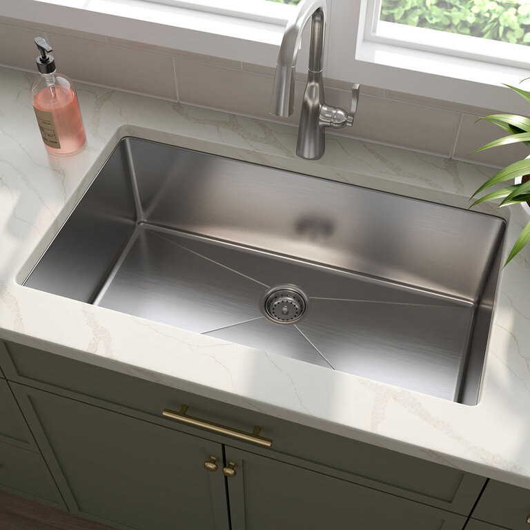 Single stainless steel kitchen sink 32''x18'' MS