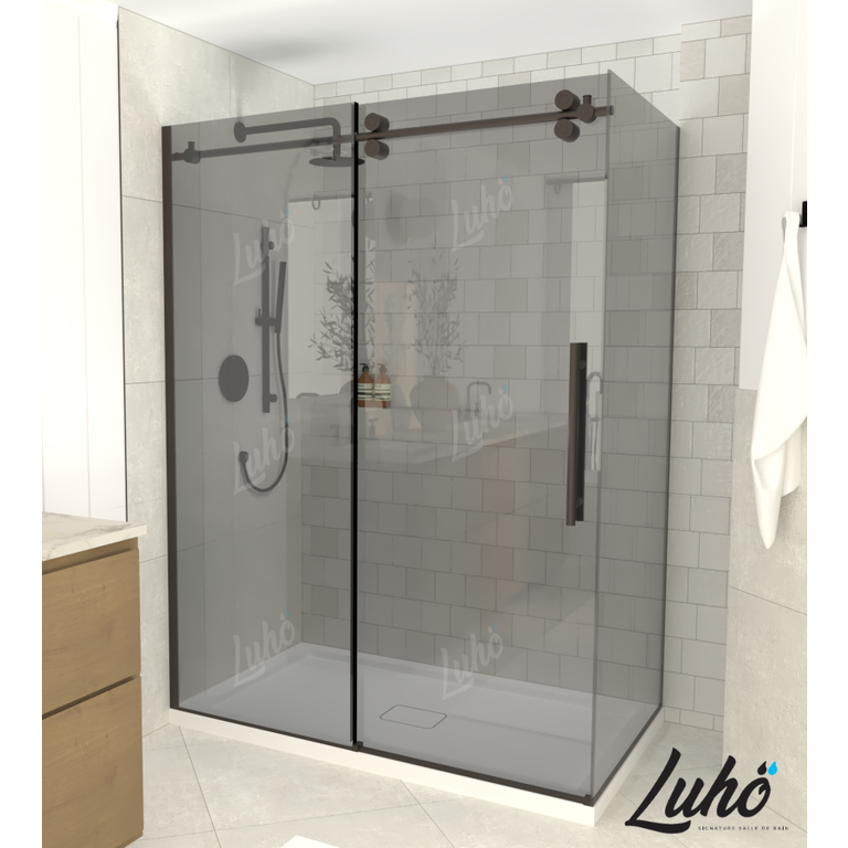 Ensemble de douche réversible Verre Fumé Noir série Zirkon Luho