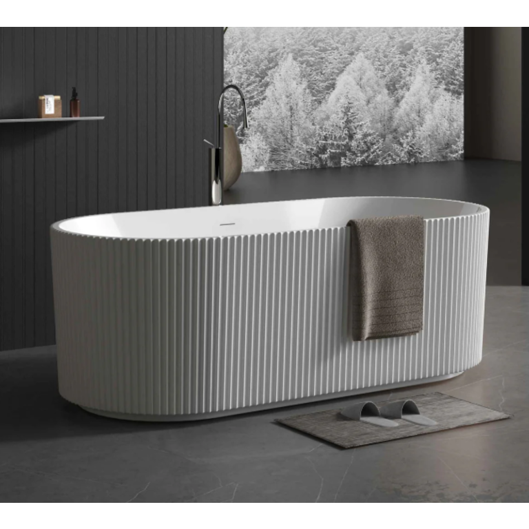 Artemis v-grooved freestanding bath