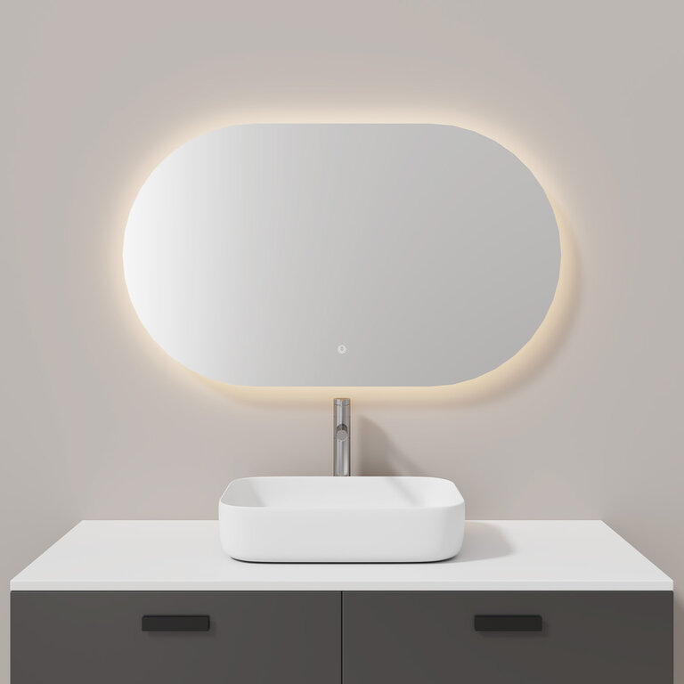 Miroir à éclairage DEL intégré Ovale Horizontal Collection Aura