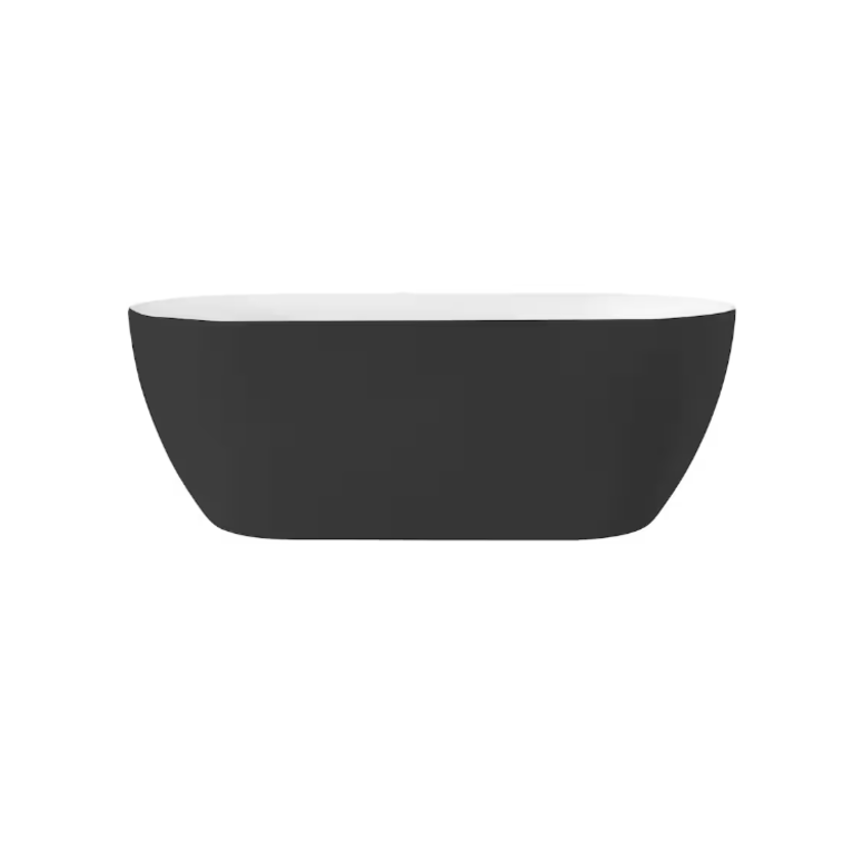 59'' Aya Matte Black Freestanding Bath