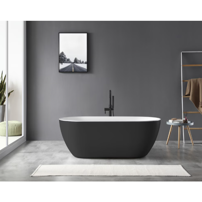 59'' Aya Matte Black Freestanding Bath