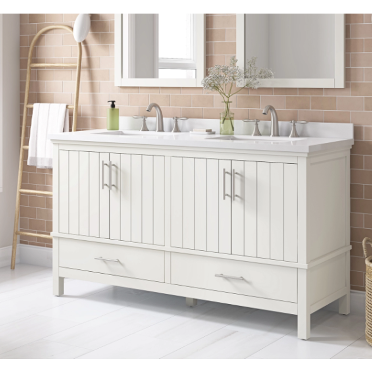 Vanité sur pied Collection Marlo Blanche 60" double