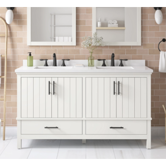 Vanité sur pied Collection Marlo Blanche 60" double Vanité sur pied Collection Marlo Blanche 60" double