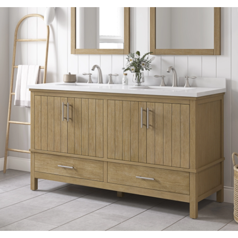 Marlo Collection Antique Oak 60" Double Pedestal Vanity