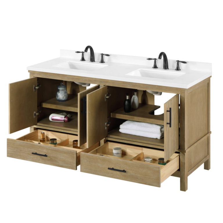 Marlo Collection Antique Oak 60" Double Pedestal Vanity