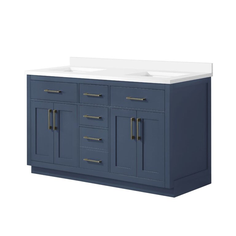 Vanité sur pied Collection Alison Bleu 60'' Double