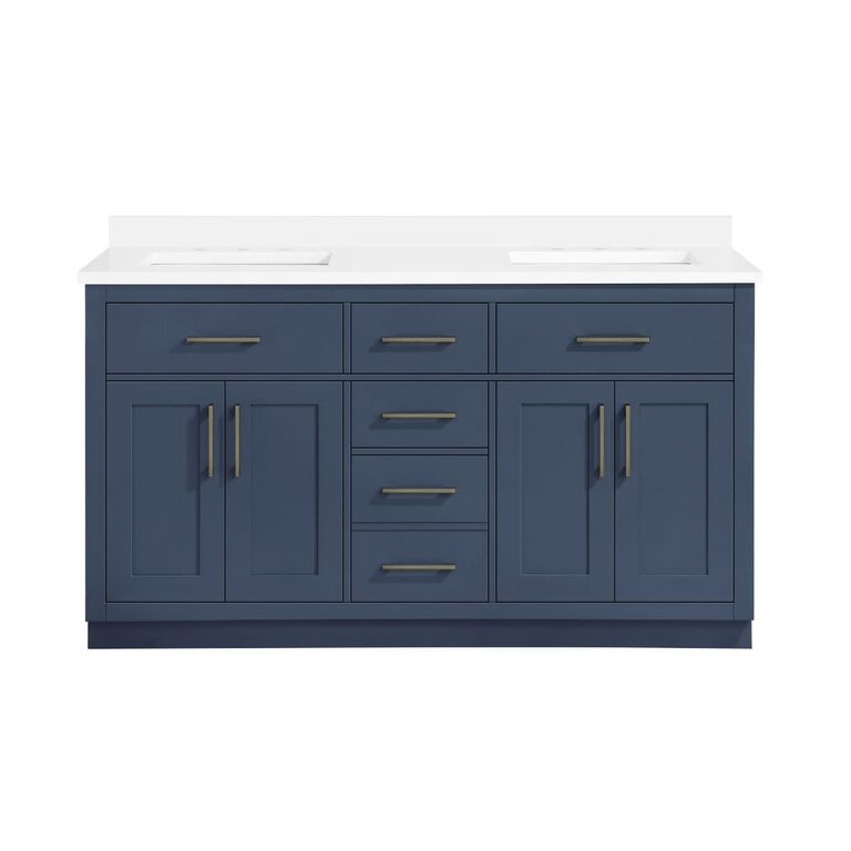 Vanité sur pied Collection Alison Bleu 60'' Double
