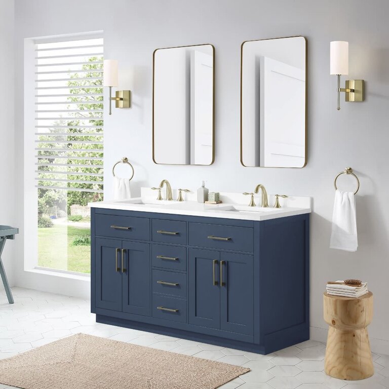 Vanité sur pied Collection Alison Bleu 60'' Double