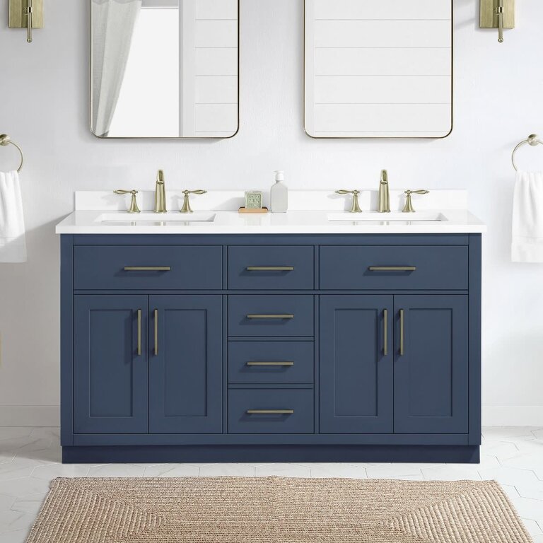 Vanité sur pied Collection Alison Bleu 60'' Double