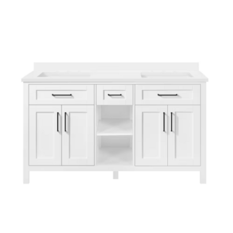 Vanité sur pied Collection Nevada couleur blanc 60'' Double