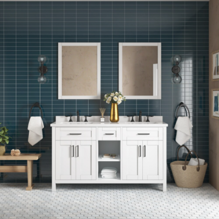 Vanité sur pied Collection Nevada couleur blanc 60'' Double