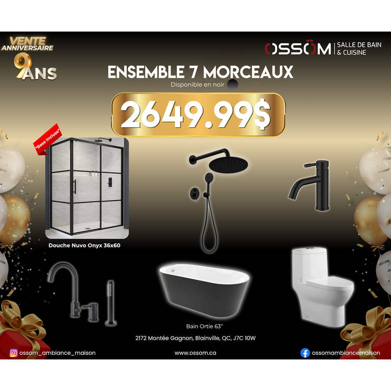 Ensemble 7 Morceaux Noir Mat