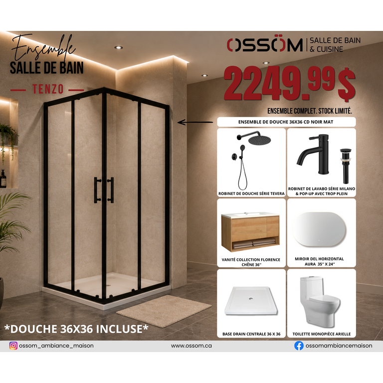 Ensemble de salle de bain Tenzo fini Noir Mat