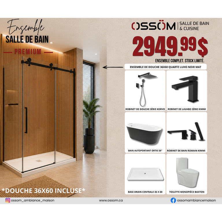 Ensemble de salle de Bathtub Premium Finish Matte Black