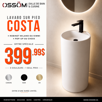 Lavabo sur Pied Costa - Robinet et Pop-Up Inclus