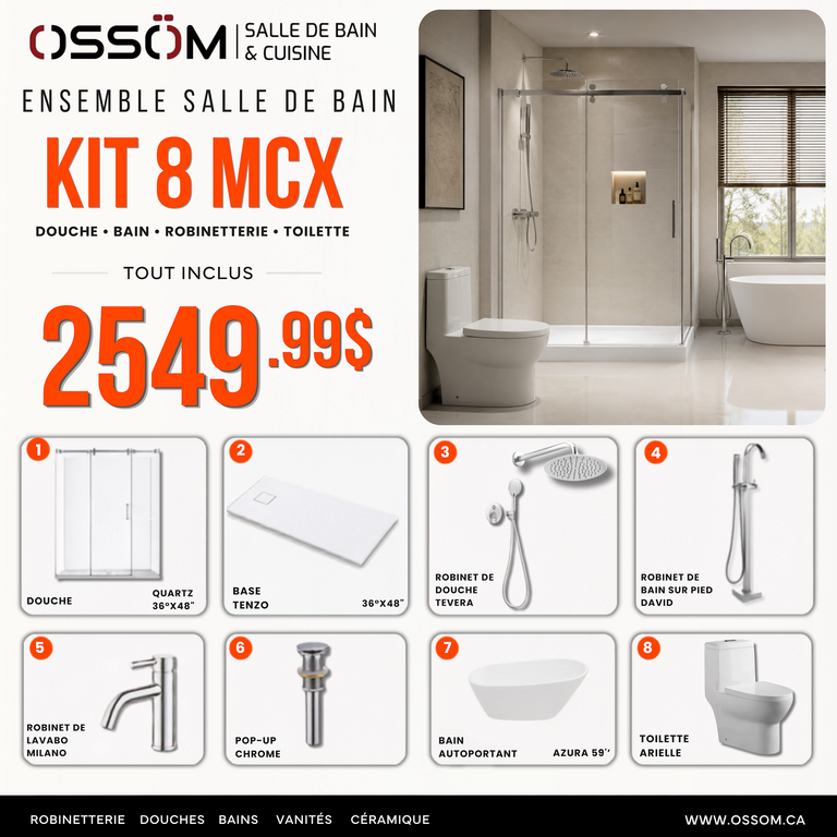 Ensemble Salle de Bain Complet - 8 Morceaux