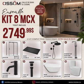Ensemble 8 MCX - Douche Noir mat 36''x48''