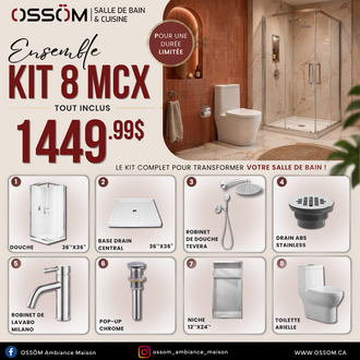 Ensemble 8 MCX- Douche Chrome 36''x36''