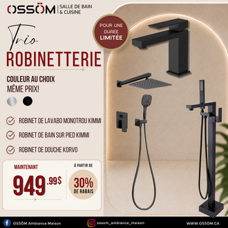 Trio Robinetterie fini carrée