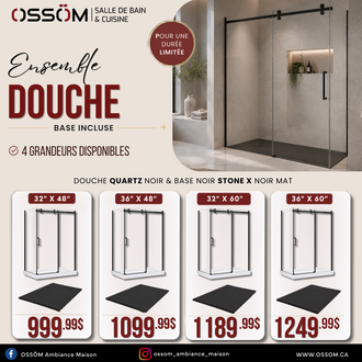 Douche Quartz noir & Base Noir stone X noir mat
