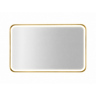 AMC rectangular LED mirror with rounded brushed gold edges
