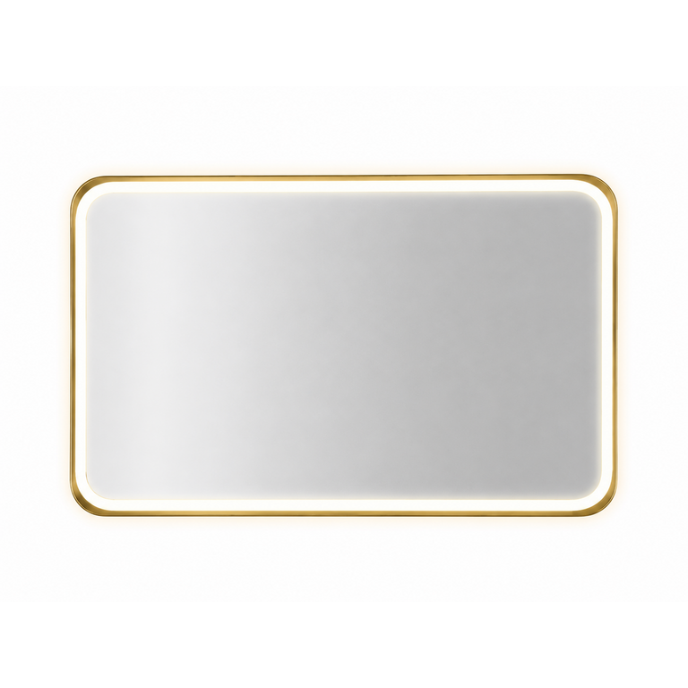Miroir LED rectangulaire bordures or brossé arrondies AMC
