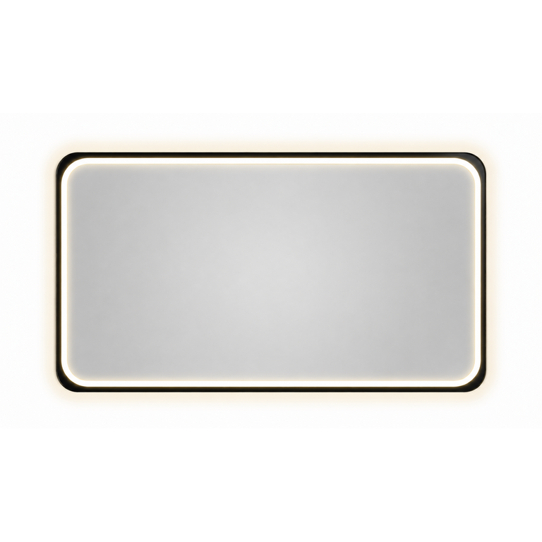 Miroir LED rectangulaire bordures noires arrondies AMC