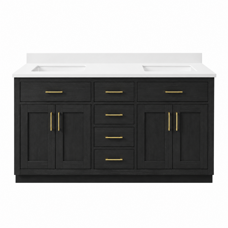 Vanité sur pied Collection Alison noir 60'' Double