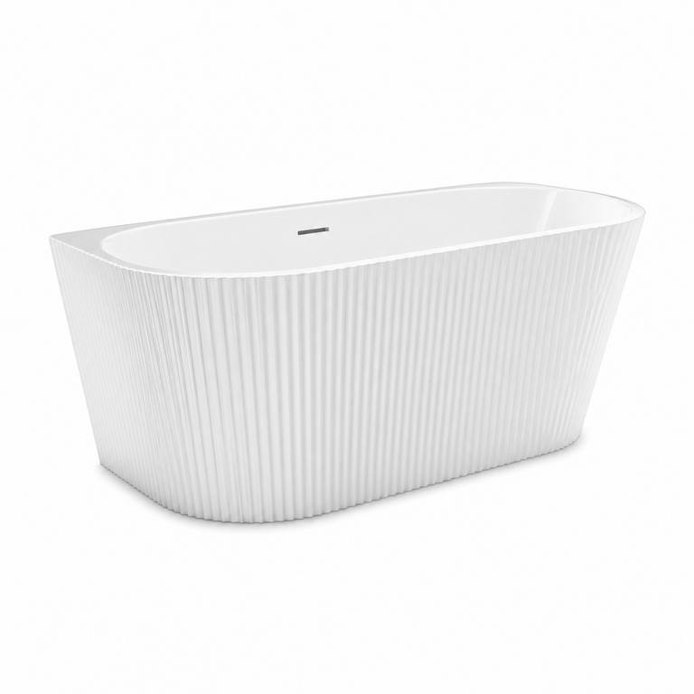 Marbella 59'' V-Groove Wall Freestanding Bath