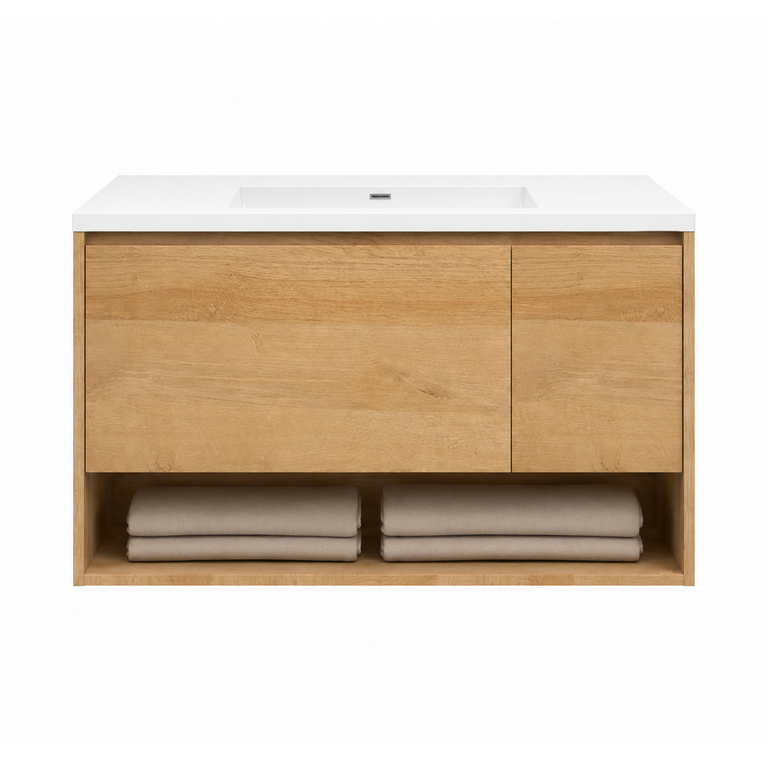 Wall vanity Florence Collection Golden Oak 36'' Single