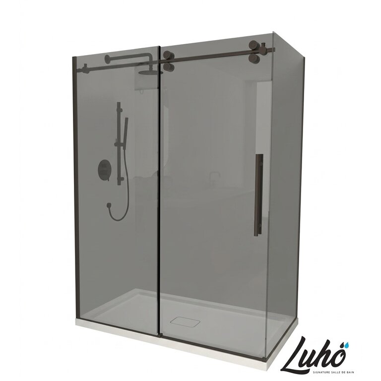 Ensemble de douche réversible Verre Fumé Noir série Zirkon Luho