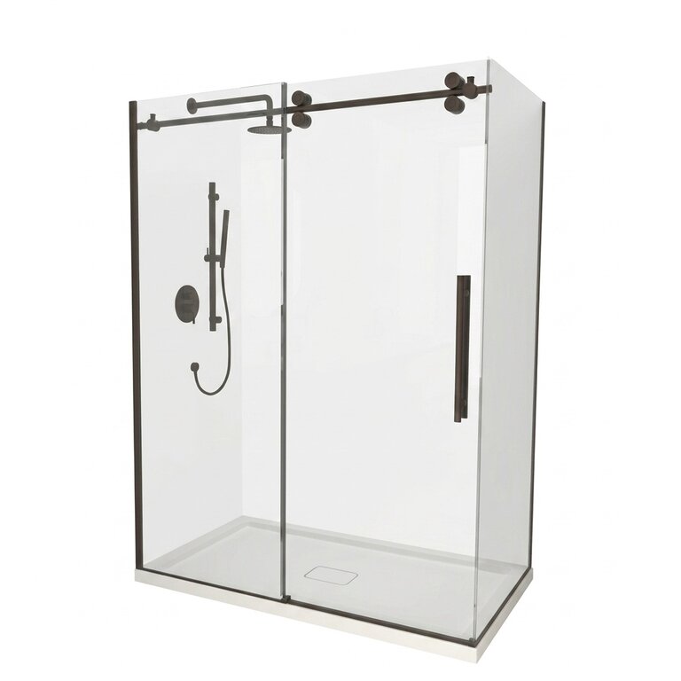 Luhö Ensemble de douche réversible Verre Clair série Zirkon Noir Luho
