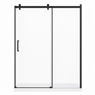 60 '' Matte black reversible shower door Quartz Jade series