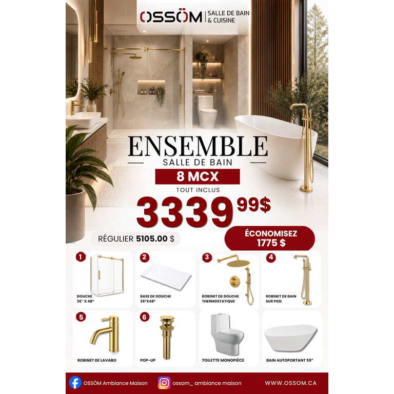 Ensemble 8 mcx tout inclus- Or Brossée