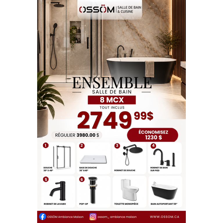 Ensemble 8 mcx tout inclus- Noir Mat